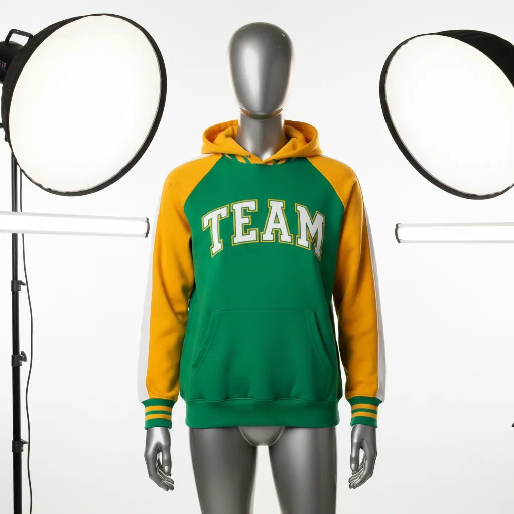 Custom Baseball Pullover Baseball Hoodie - Green, Gold - Kelly Varsity Retro - Front View - Kinexa Sportswear