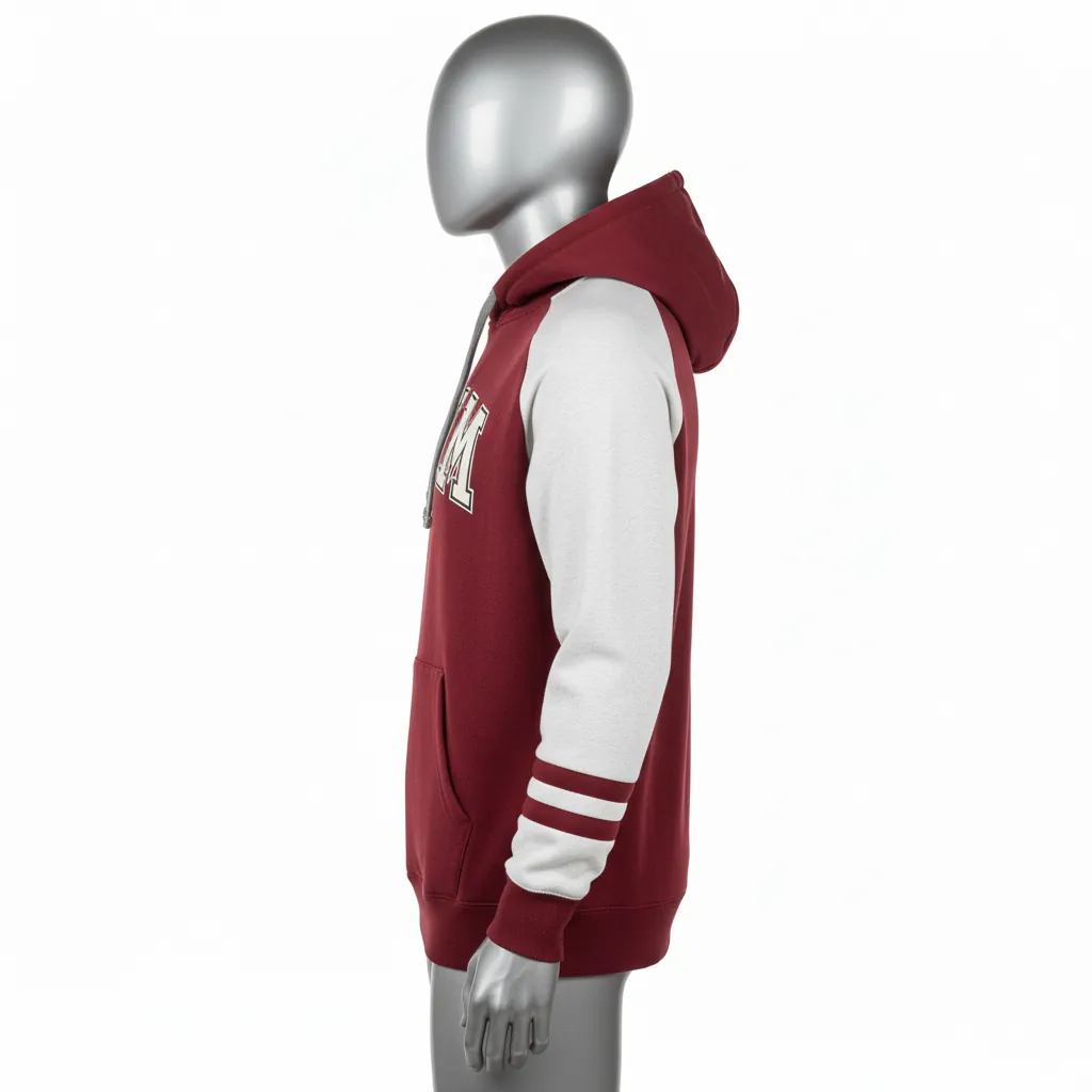 Custom Baseball Pullover Baseball Hoodie - Maroon - Solid - Side View - Kinexa Sportswear