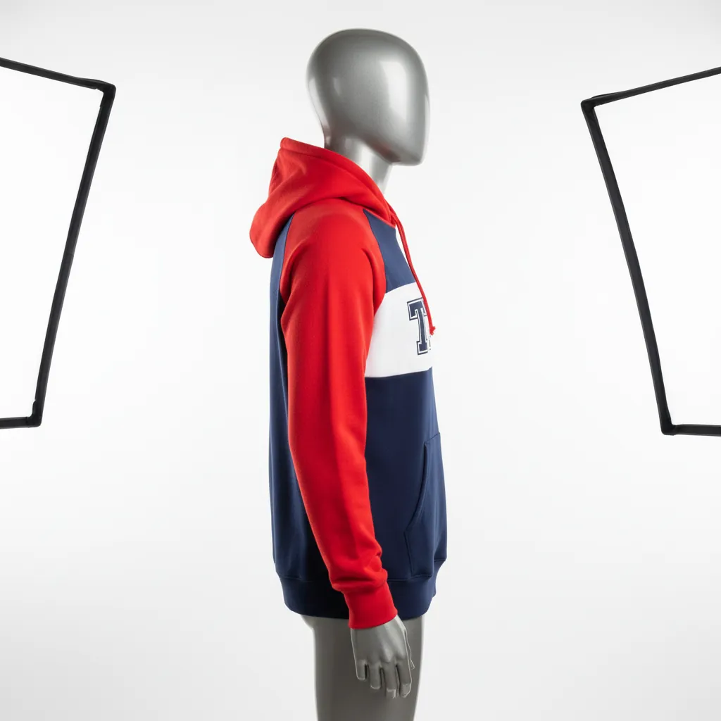 Custom Baseball Pullover Baseball Hoodie - Navy, Red - Classic Varsity Retro - Side View - Kinexa Sportswear