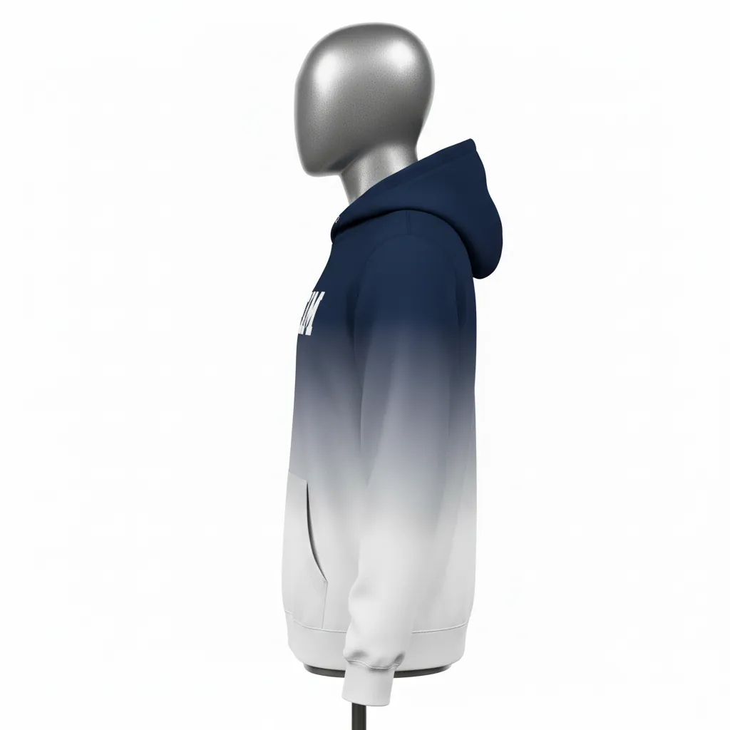 Custom Baseball Pullover Baseball Hoodie - Navy, White - Gradient Dye Sub - Side View - Kinexa Sportswear