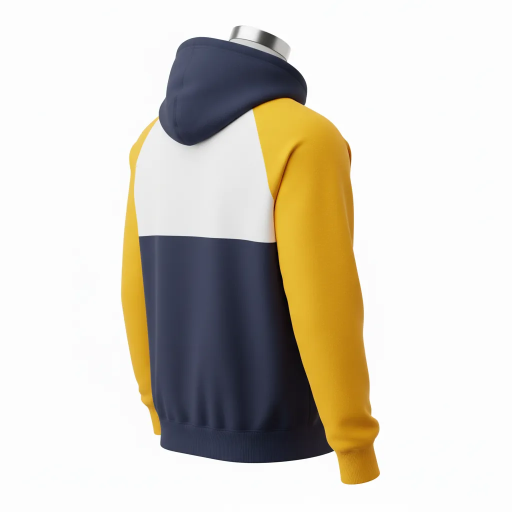 Custom Baseball Pullover Baseball Hoodie - Navy, Yellow, White - Colorblock - Back View - Kinexa Sportswear