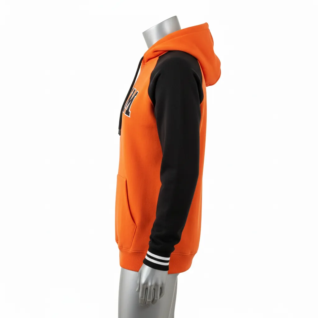 Custom Baseball Pullover Baseball Hoodie - Orange - Solid - Side View - Kinexa Sportswear