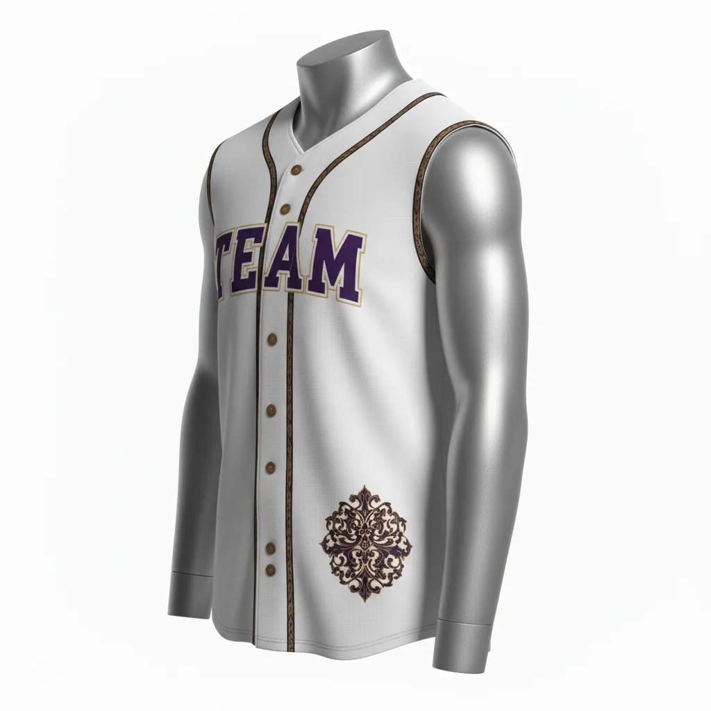 Custom Baseball Sleeveless Baseball Jersey - White, Black - Button Bronze Premium Accents Script - Front View - Kinexa Sportswear
