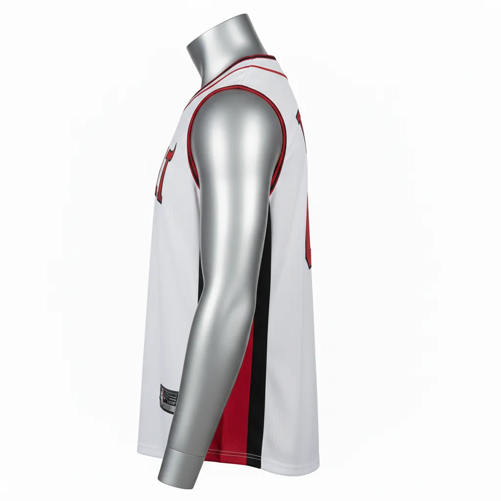 Custom Baseball Sleeveless Baseball Jersey - White, Red, Black - Button Cardinal Colorblock Script - Side View - Kinexa Sportswear