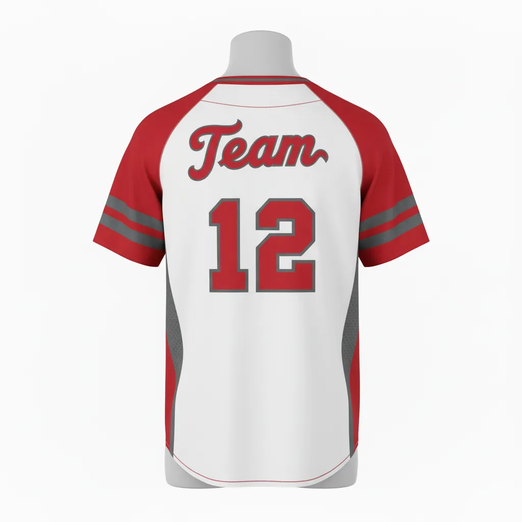Custom Baseball V Neck Baseball Jersey - White, Grey - Cardinal Mesh Pattern Script - Back View - Kinexa Sportswear