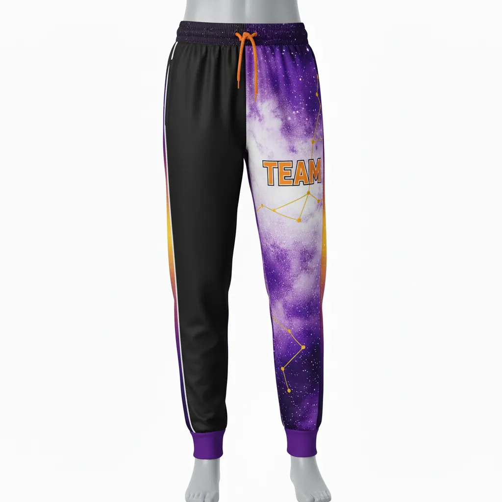 Custom Basketball Basketball Joggers - Black, Orange - Side Stripe - Front View - Kinexa Sportswear