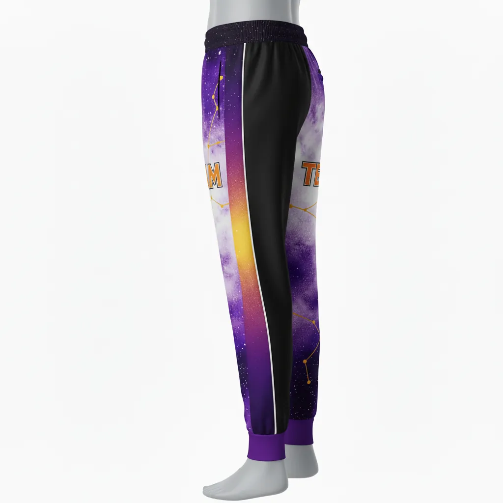 Custom Basketball Basketball Joggers - Black, Orange - Side Stripe - Side View - Kinexa Sportswear