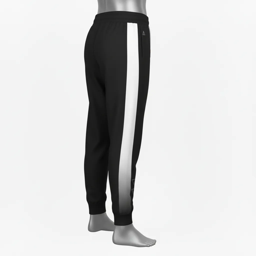 Custom Basketball Basketball Joggers - Black, White - Side Stripe - Back View - Kinexa Sportswear