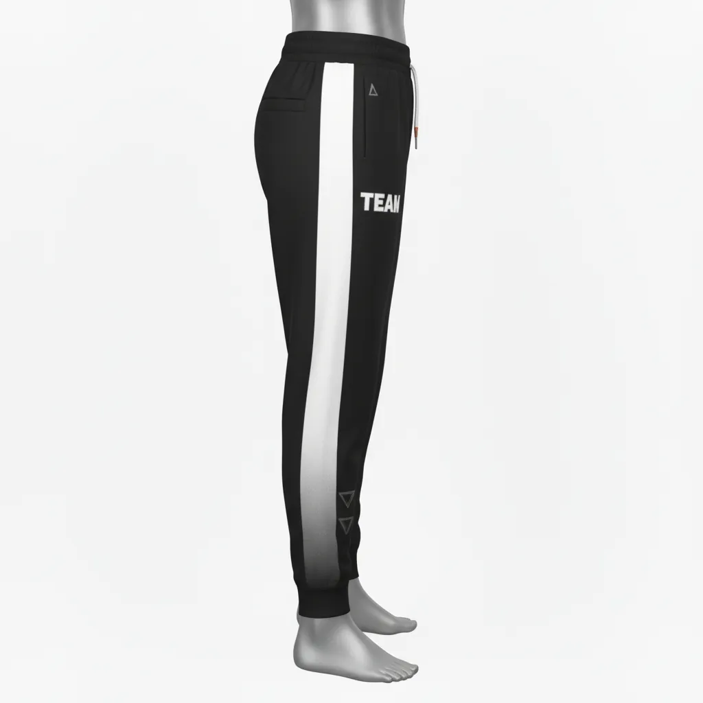 Custom Basketball Basketball Joggers - Black, White - Side Stripe - Front View - Kinexa Sportswear