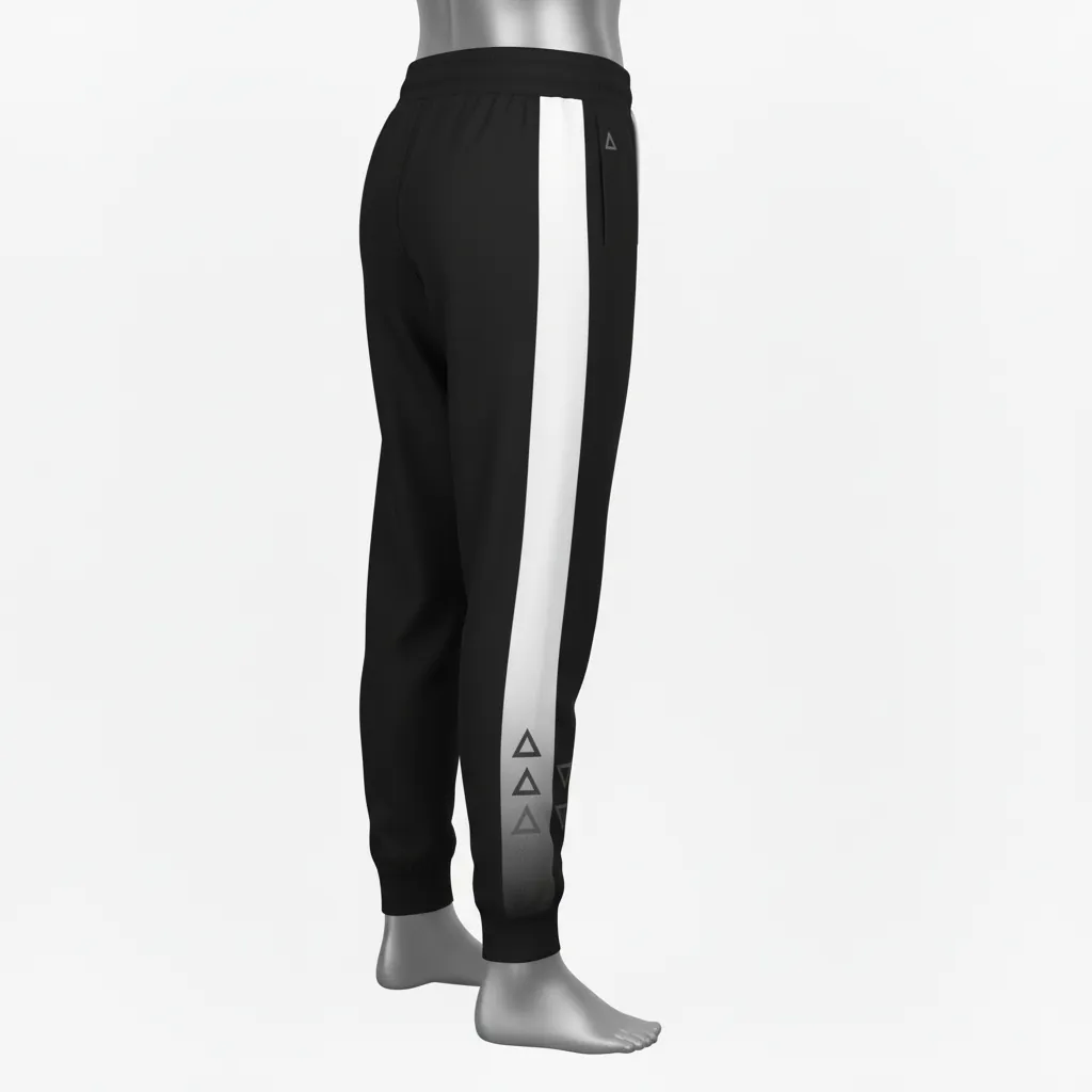 Custom Basketball Basketball Joggers - Black, White - Side Stripe - Side View - Kinexa Sportswear