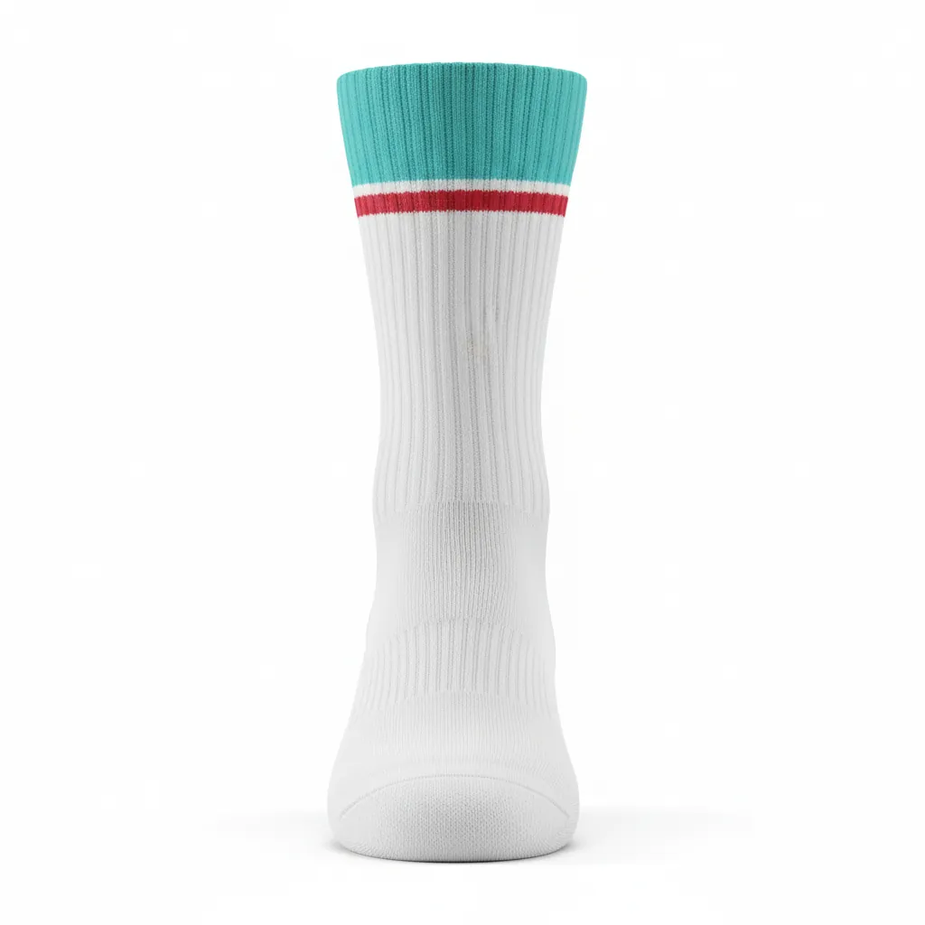 Custom Basketball Basketball Socks - White - Aqua Crimson Block - Front View - Kinexa Sportswear