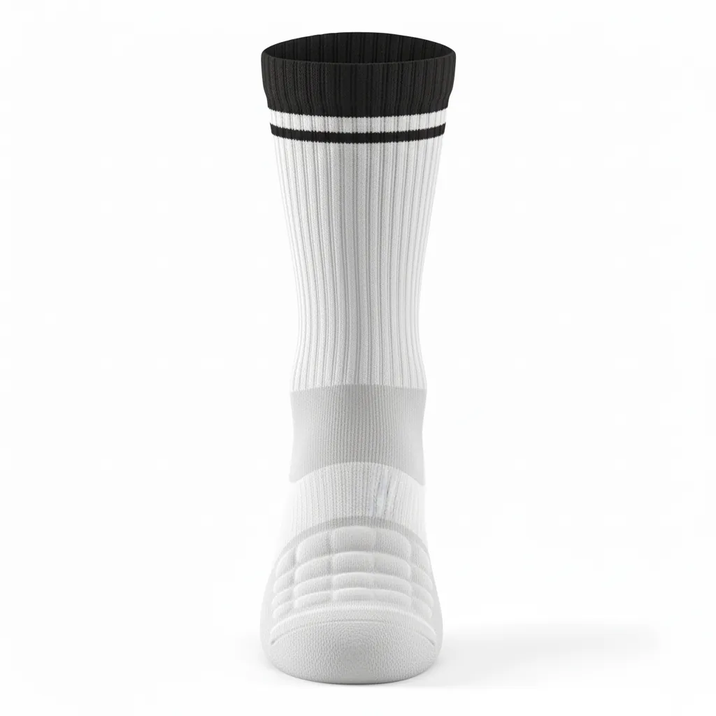 Custom Basketball Basketball Socks - White, Black - Single Stripe - Front View - Kinexa Sportswear
