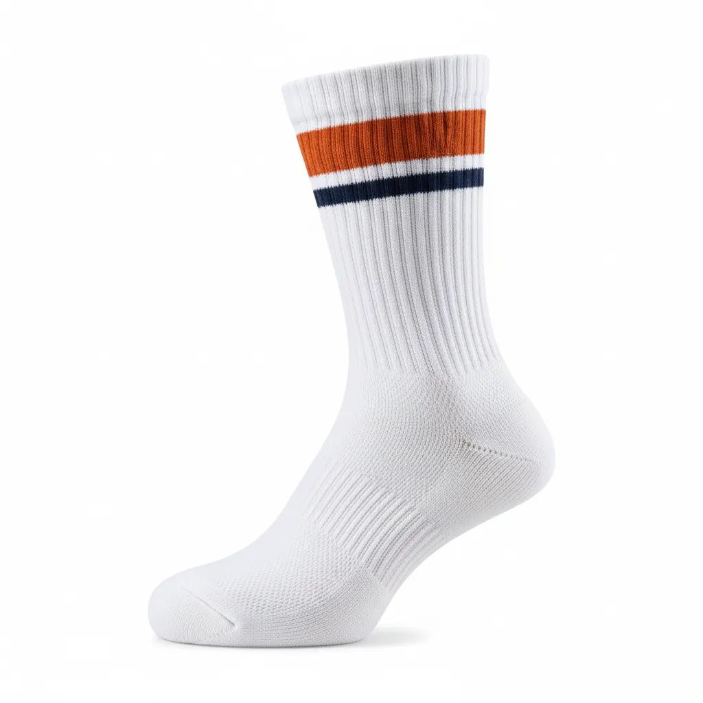 Custom Basketball Basketball Socks - White, Burnt, Orange... - Stripe - Front View - Kinexa Sportswear