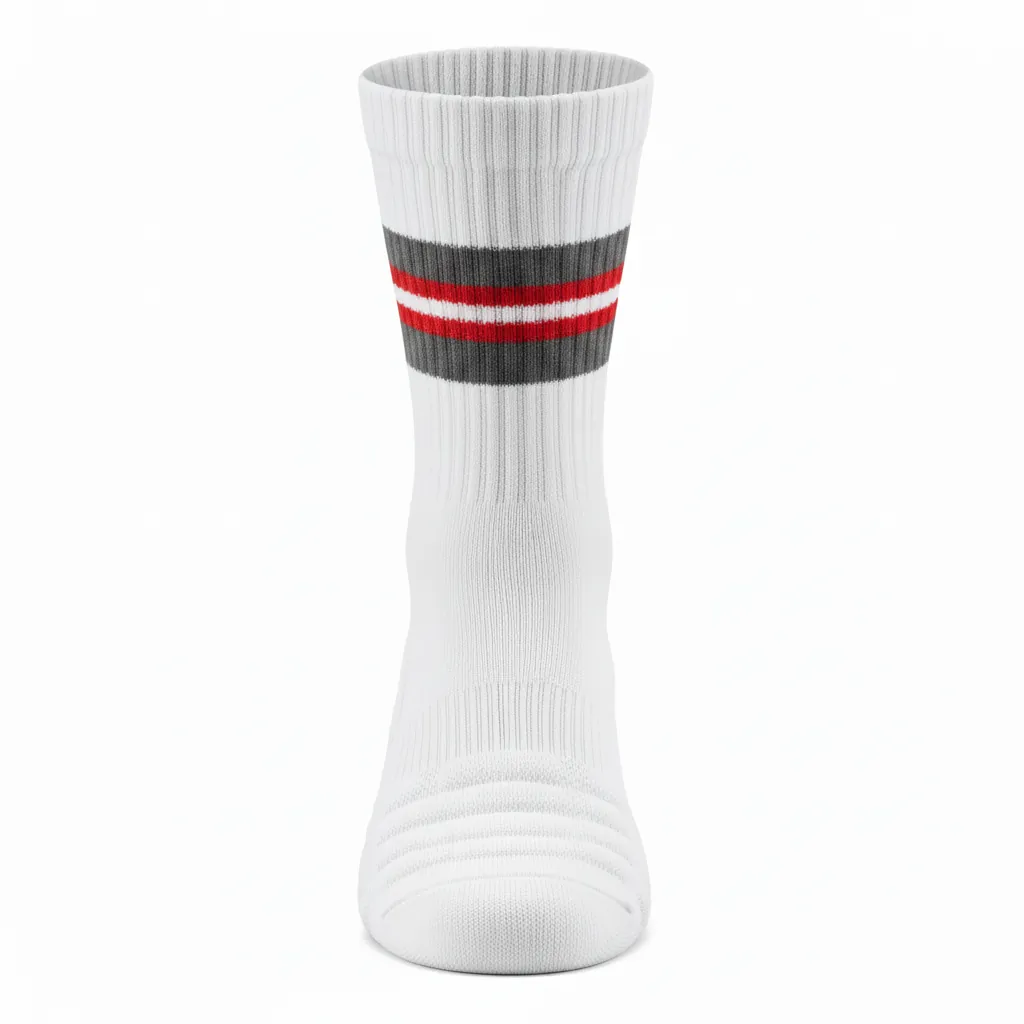 Custom Basketball Basketball Socks - White, Red - Charcoal Block - Front View - Kinexa Sportswear