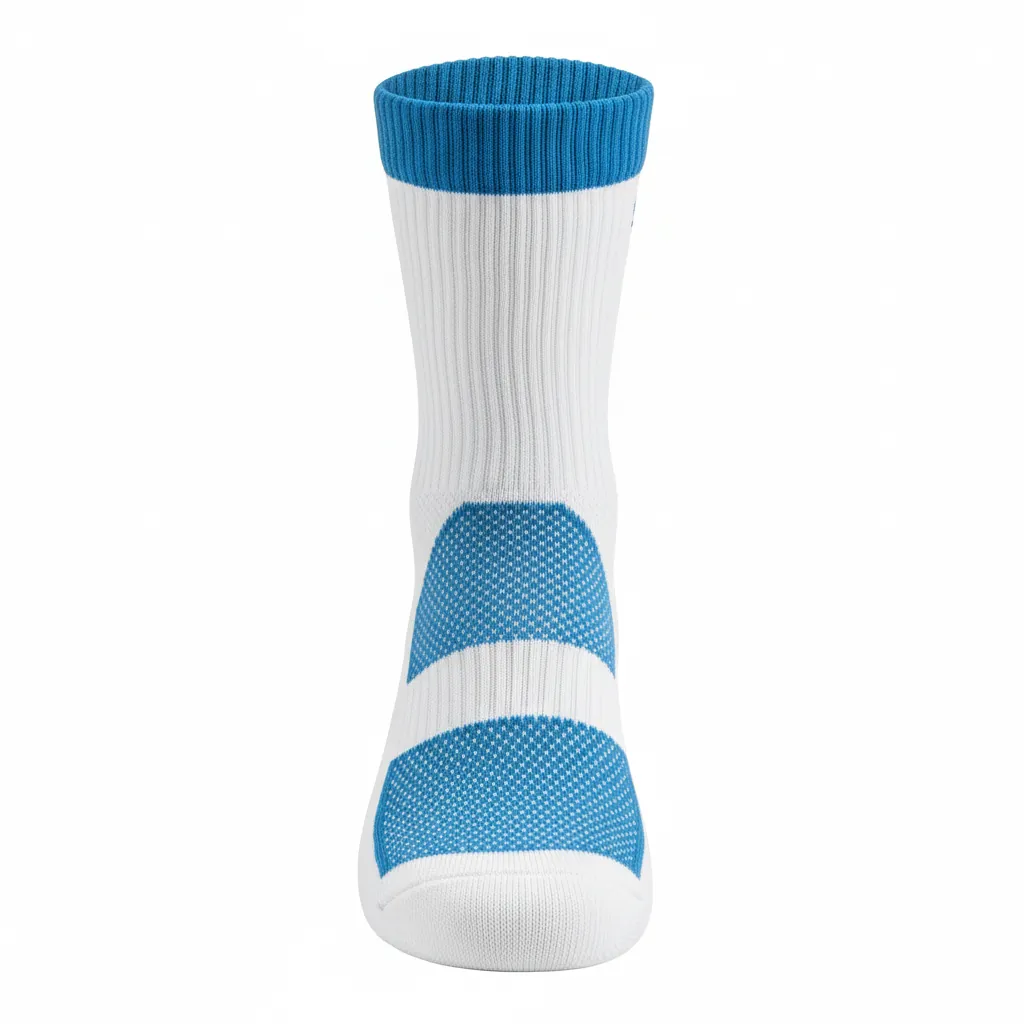 Custom Basketball Basketball Socks - White, Blue - Columbia Mesh - Front View - Kinexa Sportswear