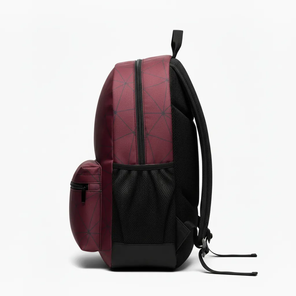 Custom Basketball Basketball Team Backpack - White - Berry Graphite Curved Panel - Side View - Kinexa Sportswear
