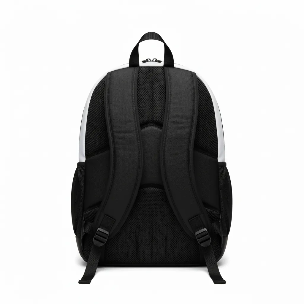 Custom Basketball Basketball Team Backpack - White, Black, Red - Minimalist - Back View - Kinexa Sportswear