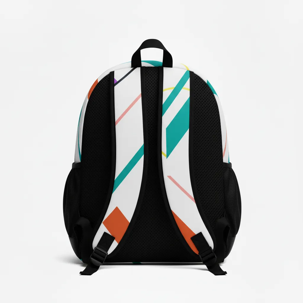 Custom Basketball Basketball Team Backpack - White, Burnt, Orange... - Angular Split - Back View - Kinexa Sportswear