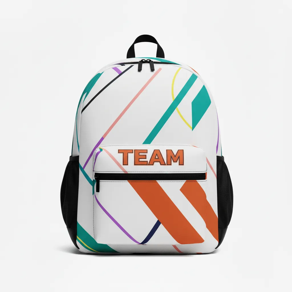 Custom Basketball Basketball Team Backpack - White, Burnt, Orange... - Angular Split - Front View - Kinexa Sportswear
