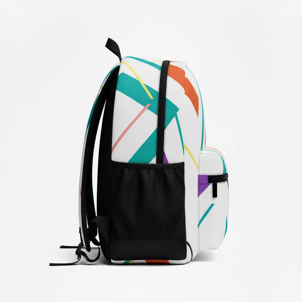Custom Basketball Basketball Team Backpack - White, Burnt, Orange... - Angular Split - Side View - Kinexa Sportswear