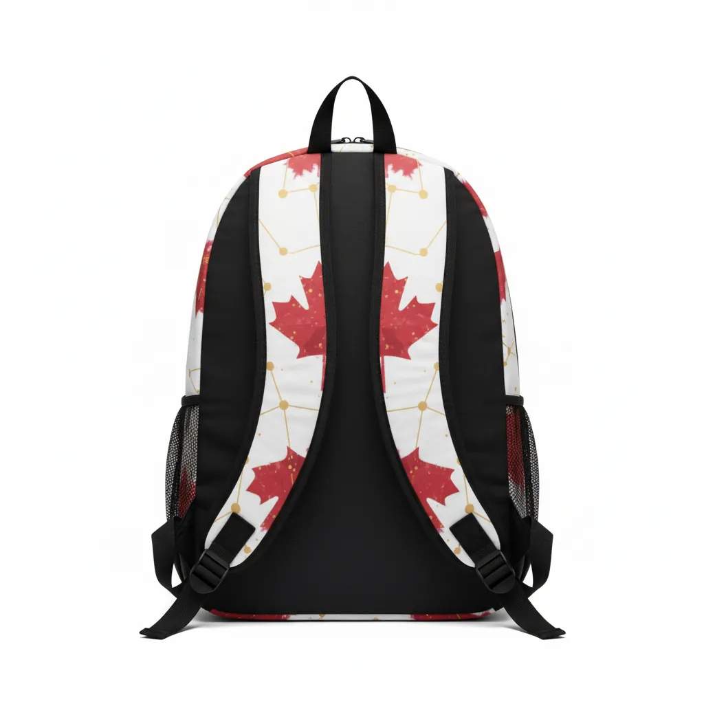 Custom Basketball Basketball Team Backpack - White, Red, Gold - Cardinal Tech Pattern - Back View - Kinexa Sportswear