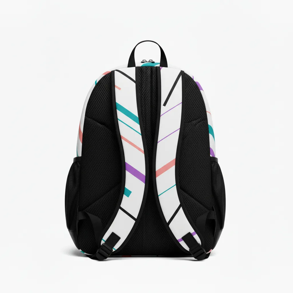 Custom Basketball Basketball Team Backpack - White, Red, White - Cardinal Block - Back View - Kinexa Sportswear
