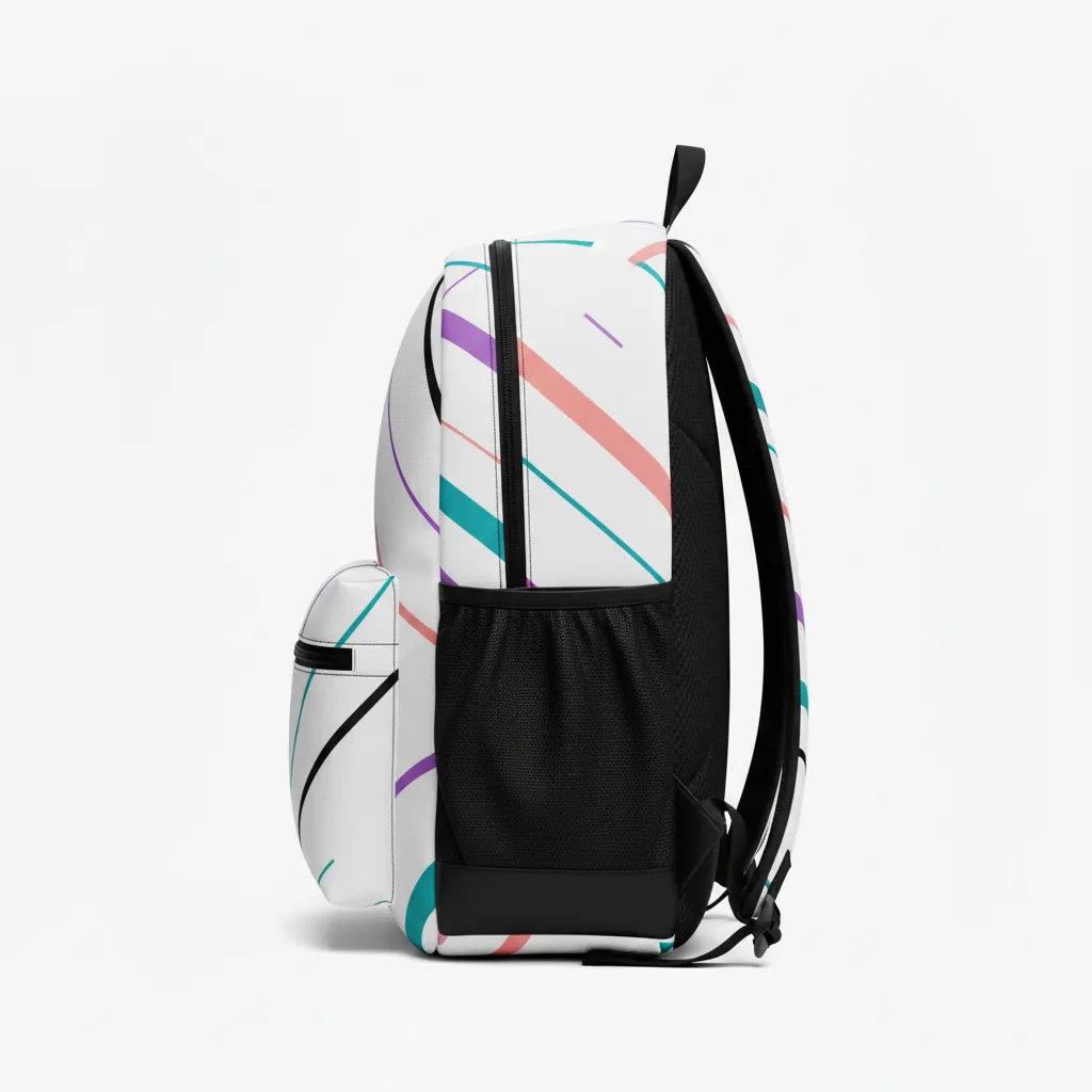 Custom Basketball Basketball Team Backpack - White, Red, White - Cardinal Block - Side View - Kinexa Sportswear