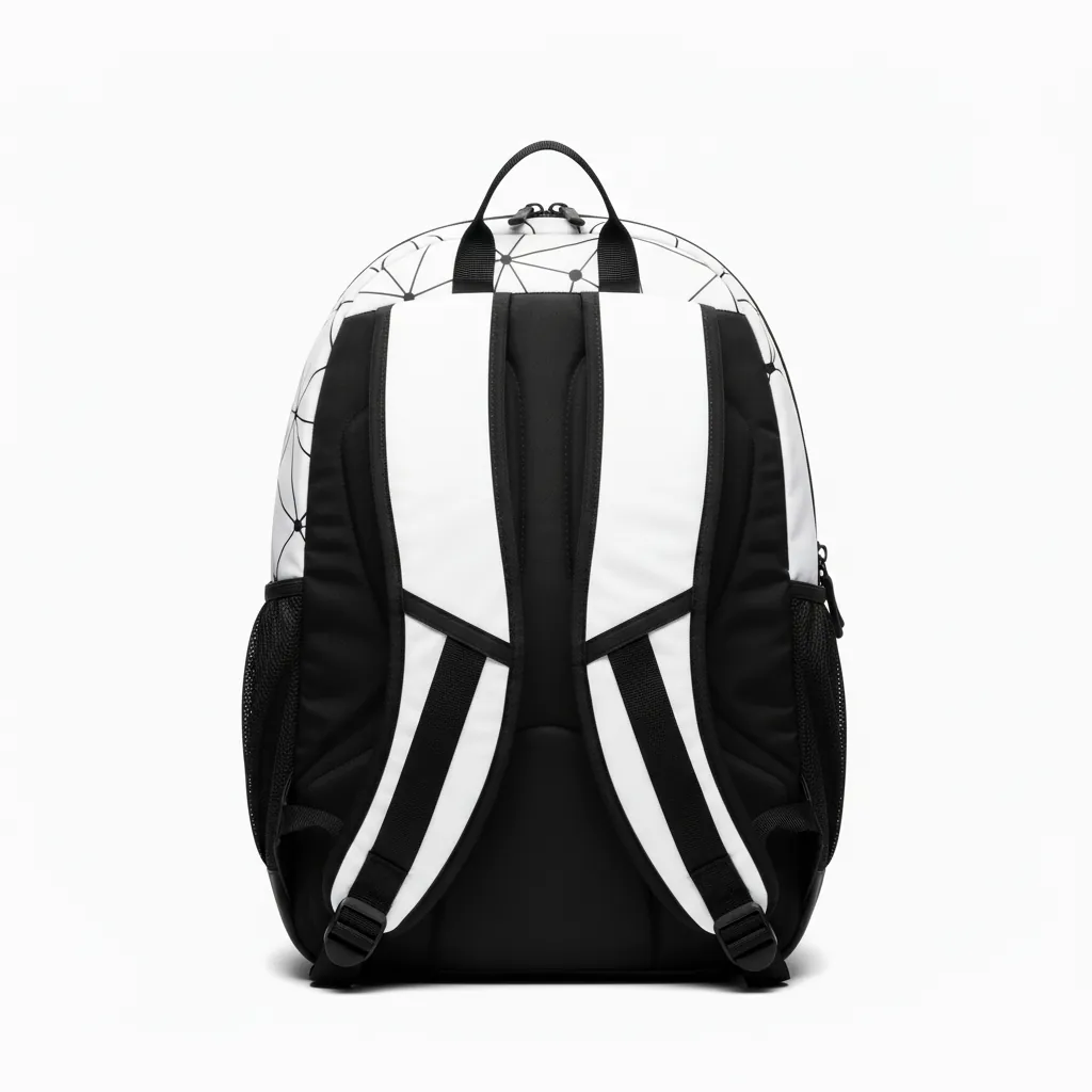 Custom Basketball Basketball Team Backpack - White, Black - Copper Mesh Tech - Back View - Kinexa Sportswear