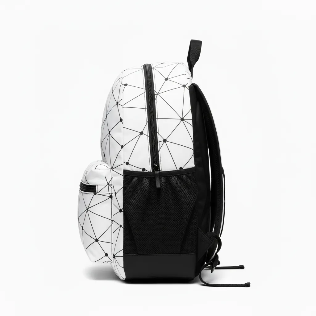 Custom Basketball Basketball Team Backpack - White, Black - Copper Mesh Tech - Side View - Kinexa Sportswear