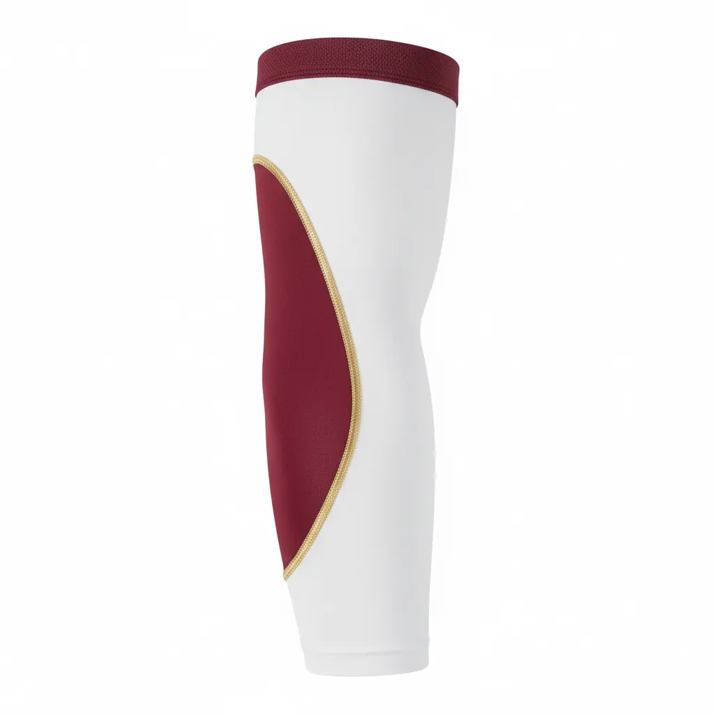 Custom Basketball Compression Arm Sleeves - White, Burgundy, Gold - Panel - Front View - Kinexa Sportswear