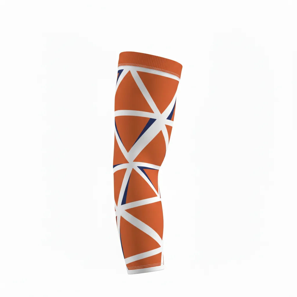Custom Basketball Compression Arm Sleeves - White, Burnt, Orange... - Geometric - Front View - Kinexa Sportswear