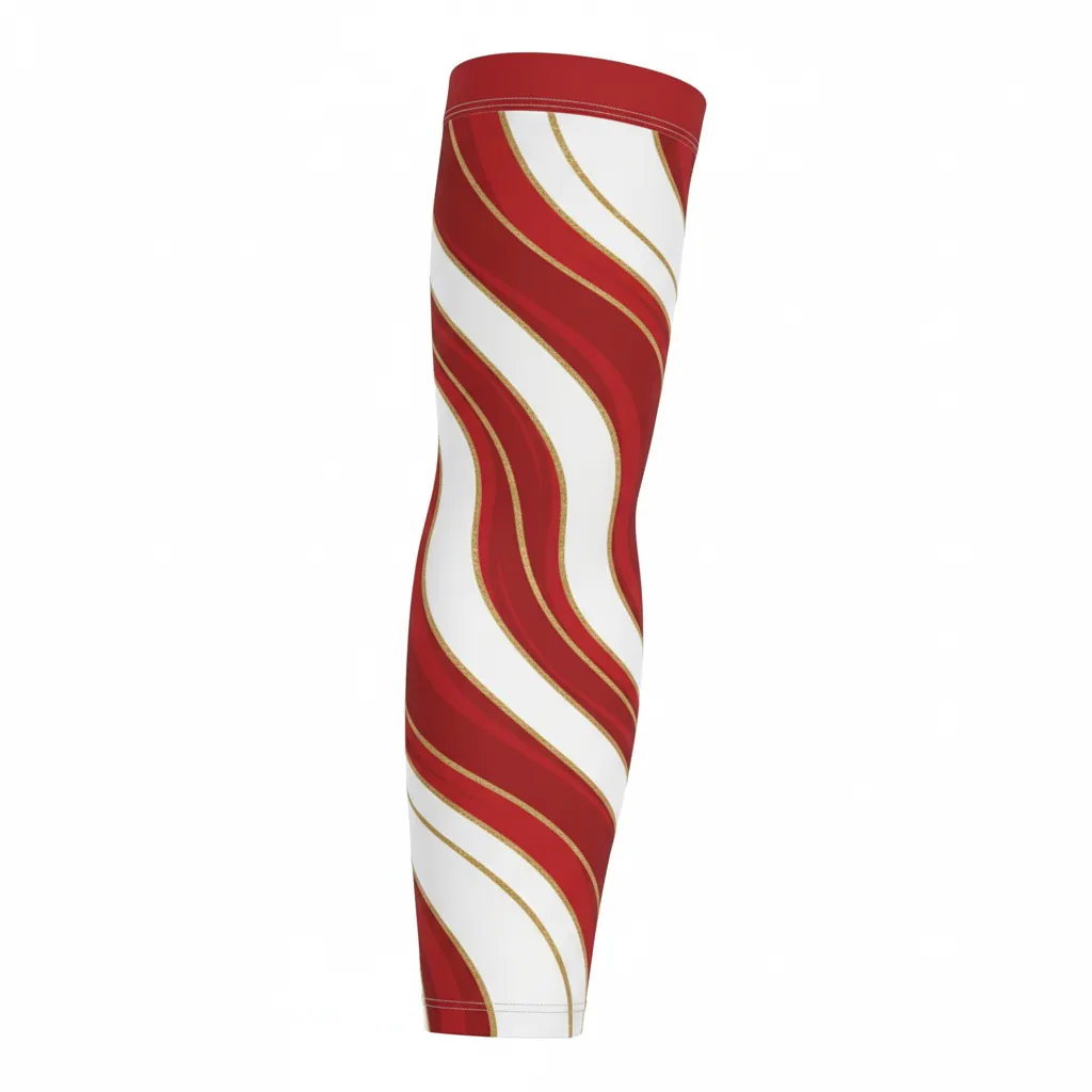 Custom Basketball Compression Arm Sleeves - White, Red, Gold - Cardinal Spiral - Front View - Kinexa Sportswear