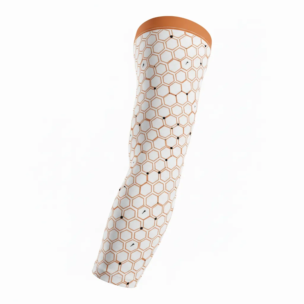 Custom Basketball Compression Arm Sleeves - White, Black - Copper Mesh - Front View - Kinexa Sportswear