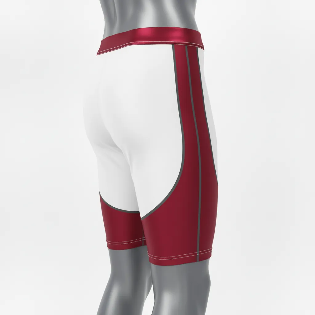 Custom Basketball Compression Shorts - White - Berry Graphite Curved Panel - Back View - Kinexa Sportswear