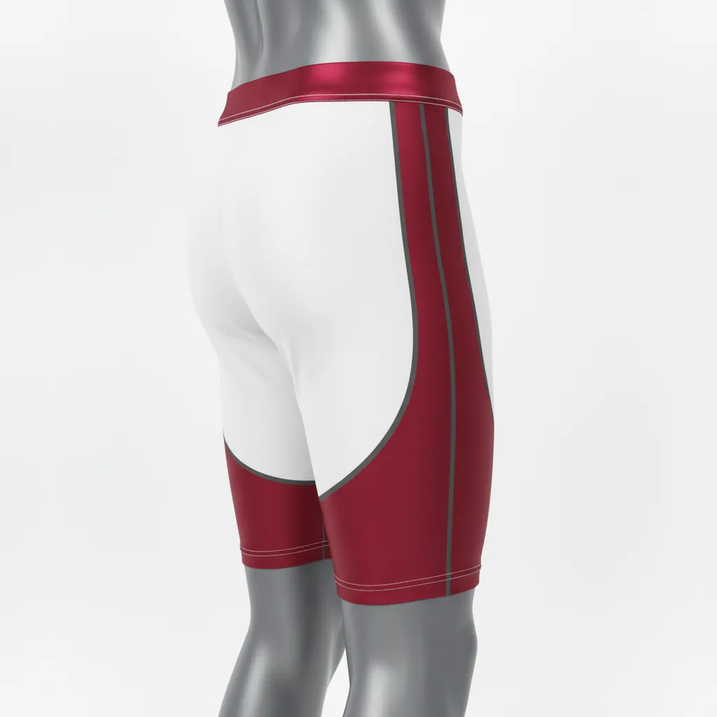 Custom Basketball Compression Shorts - White - Berry Graphite Curved Panel - Front View - Kinexa Sportswear