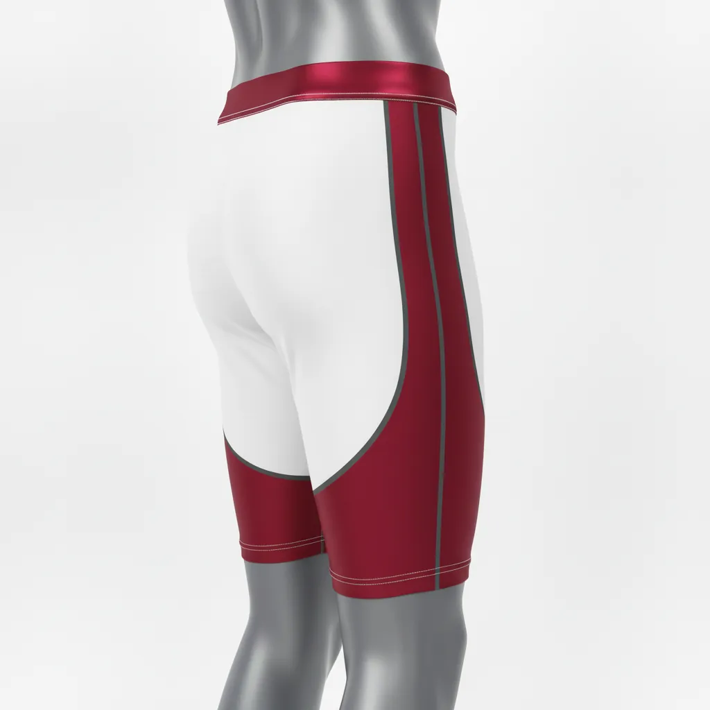 Custom Basketball Compression Shorts - White - Berry Graphite Curved Panel - Side View - Kinexa Sportswear