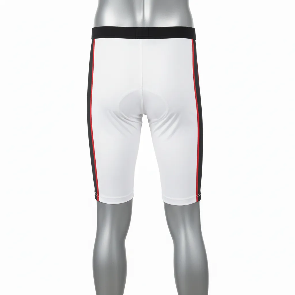 Custom Basketball Compression Shorts - White, Black, Red - Side Stripe - Back View - Kinexa Sportswear