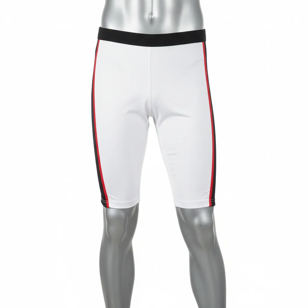 Custom Basketball Compression Shorts - White, Black, Red - Side Stripe - Front View - Kinexa Sportswear