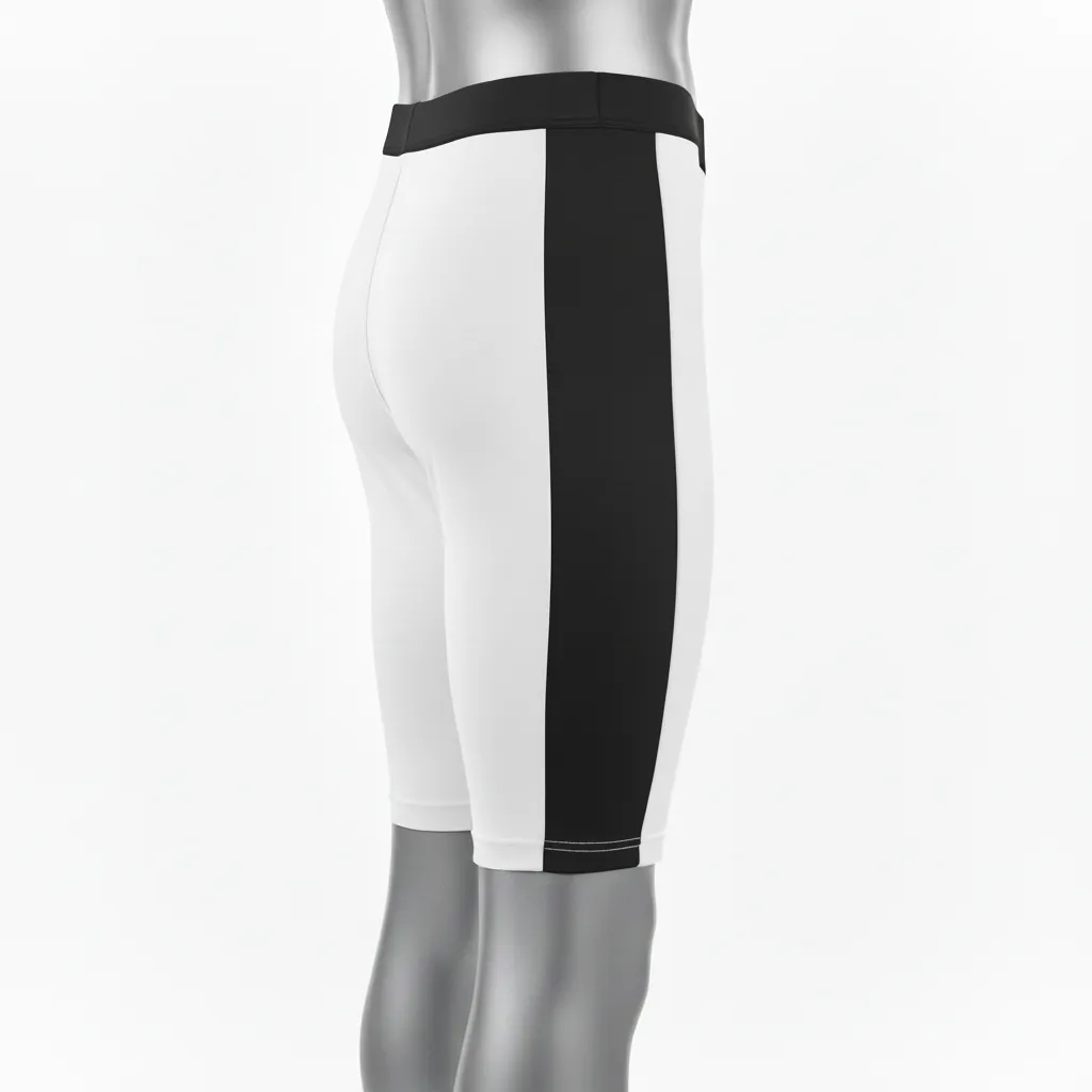 Custom Basketball Compression Shorts - White, Black, White - Side Stripe - Back View - Kinexa Sportswear