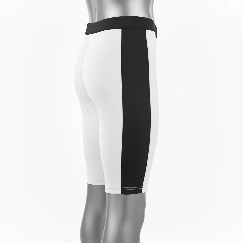 Custom Basketball Compression Shorts - White, Black, White - Side Stripe - Front View - Kinexa Sportswear