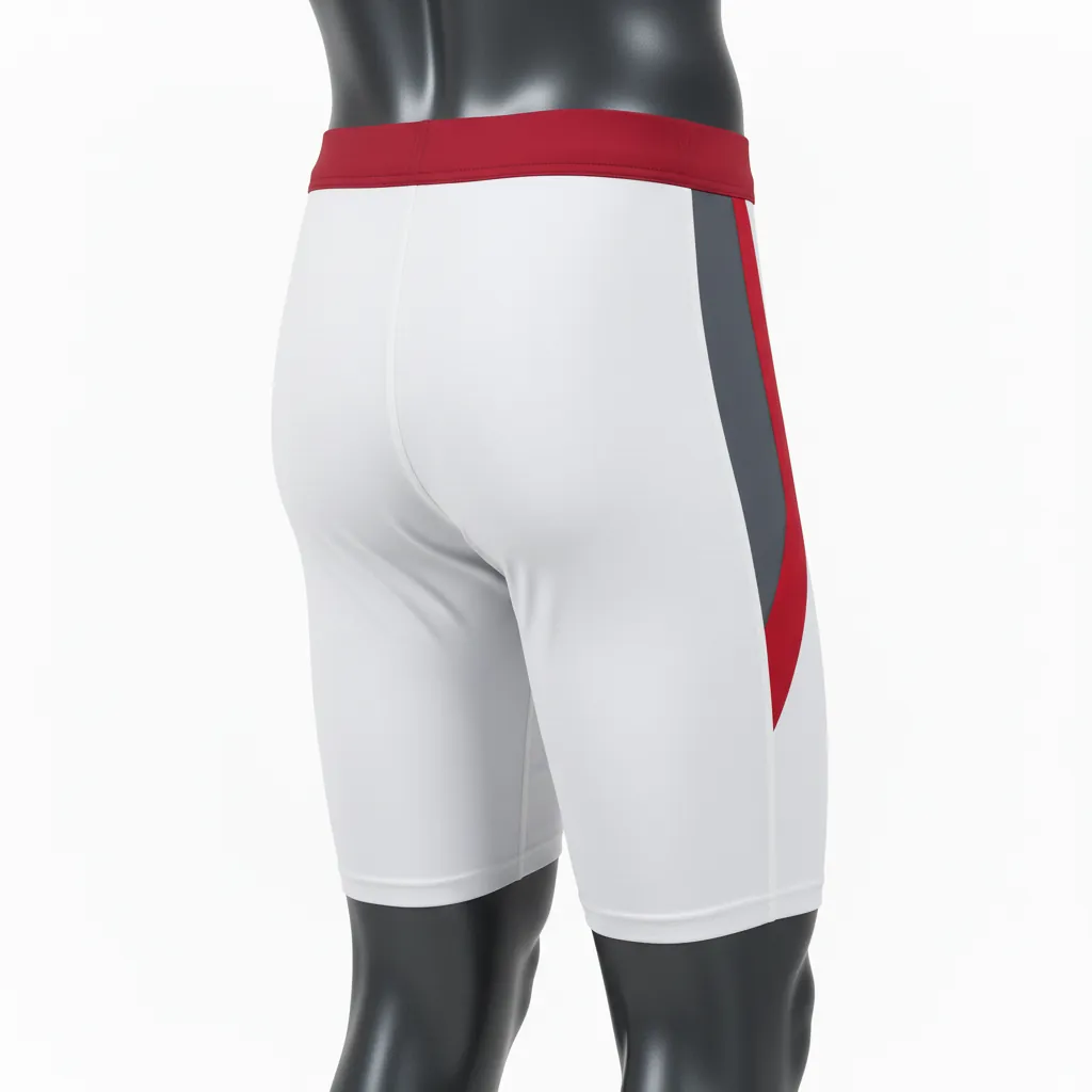 Custom Basketball Compression Shorts - White, Burgundy, Gold - Side Insert - Back View - Kinexa Sportswear