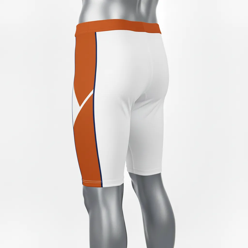 Custom Basketball Compression Shorts - White, Burnt, Orange... - Angular Side - Back View - Kinexa Sportswear