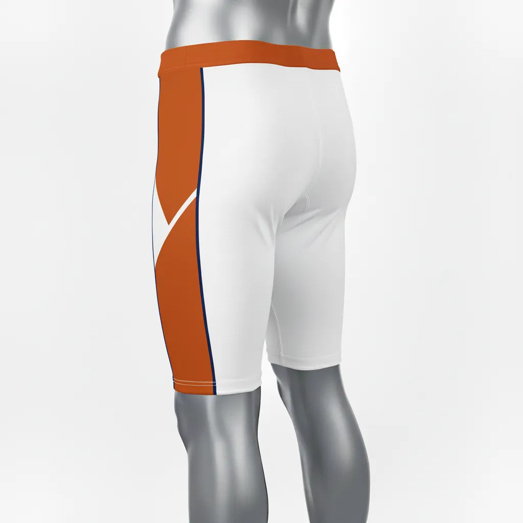 Custom Basketball Compression Shorts - White, Burnt, Orange... - Angular Side - Side View - Kinexa Sportswear