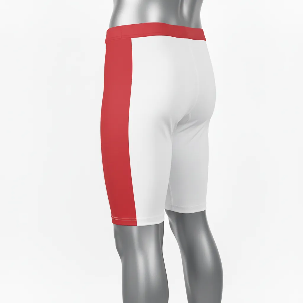 Custom Basketball Compression Shorts - White, Red, White - Cardinal Side Panel - Front View - Kinexa Sportswear