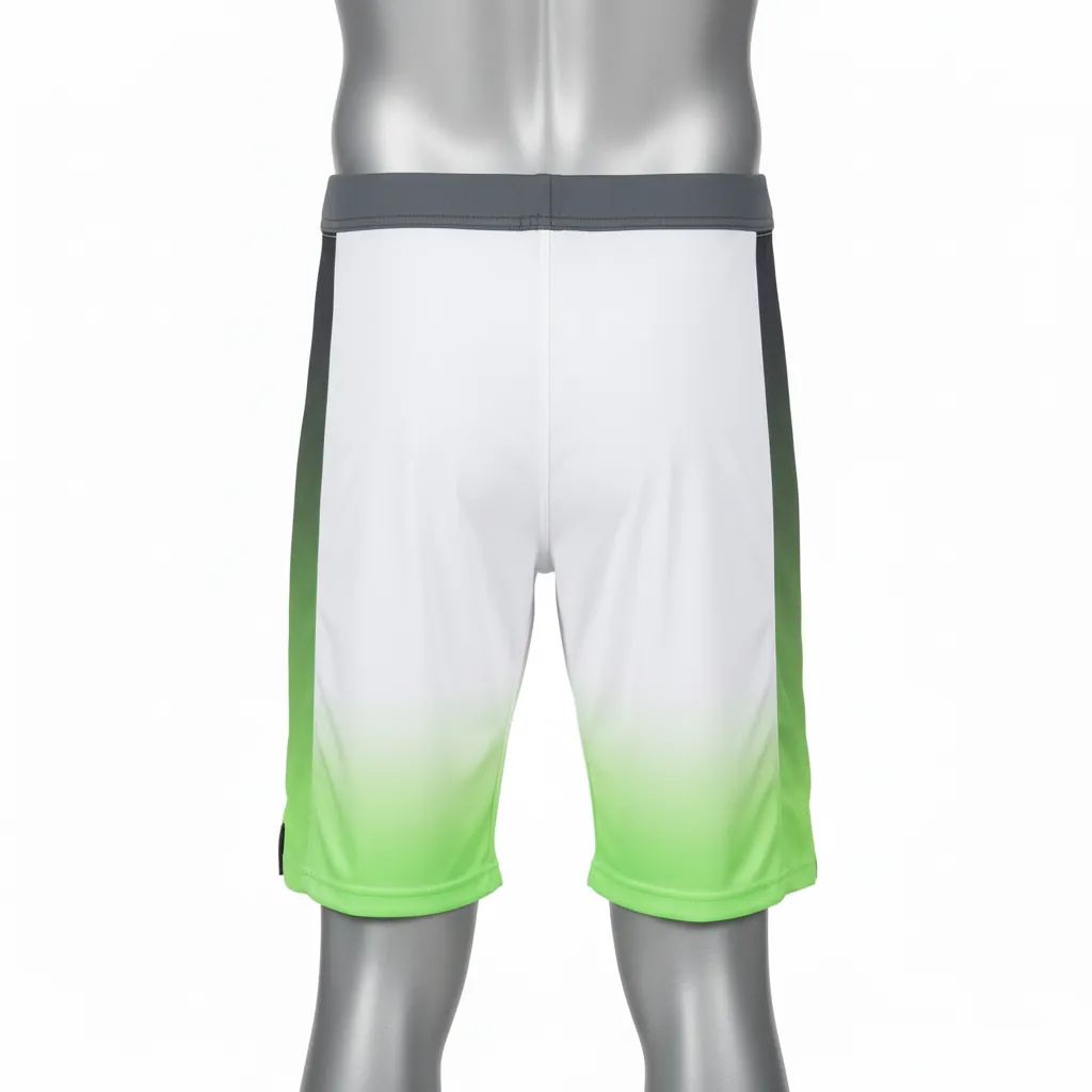 Custom Basketball Compression Shorts - White, Green - Charcoal Neon Gradient - Back View - Kinexa Sportswear