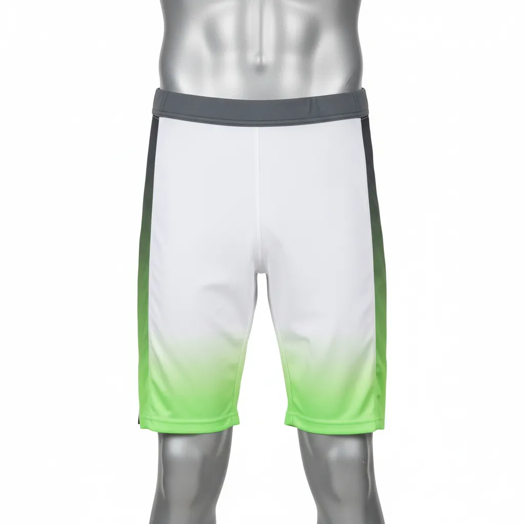 Custom Basketball Compression Shorts - White, Green - Charcoal Neon Gradient - Front View - Kinexa Sportswear