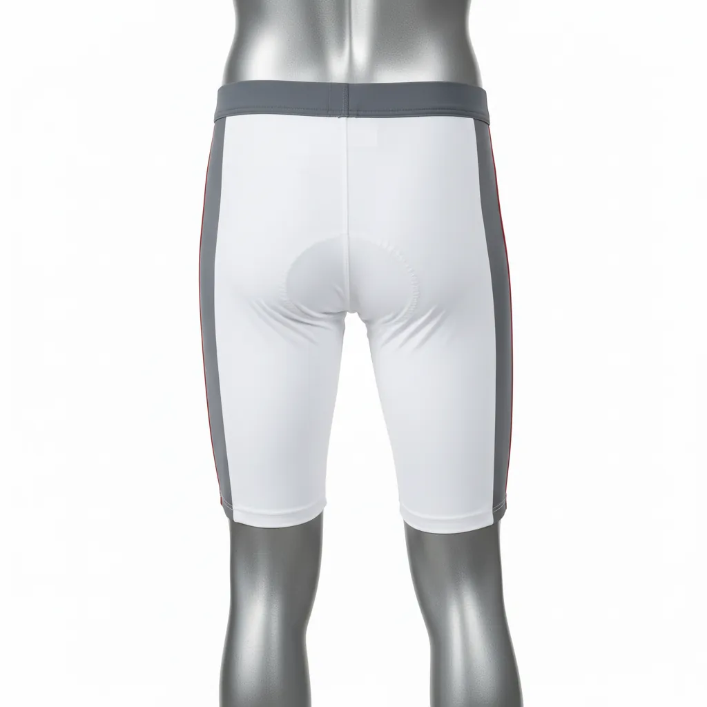 Custom Basketball Compression Shorts - White, Red - Charcoal Side Panel - Back View - Kinexa Sportswear