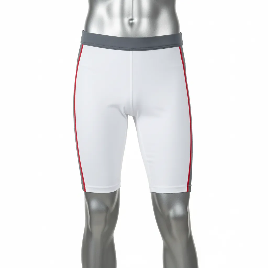 Custom Basketball Compression Shorts - White, Red - Charcoal Side Panel - Front View - Kinexa Sportswear