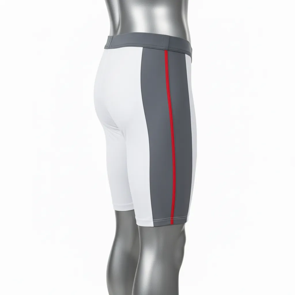 Custom Basketball Compression Shorts - White, Red - Charcoal Side Panel - Side View - Kinexa Sportswear