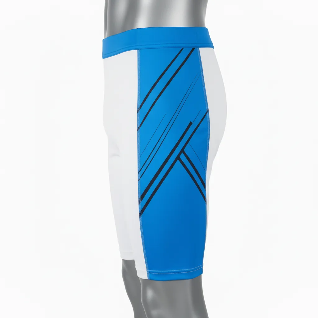 Custom Basketball Compression Shorts - White, Blue, White - Columbia Side Panel - Side View - Kinexa Sportswear